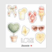 Sticker Cône de glace de papillon citron d'amour d'arbre d (Feuille)