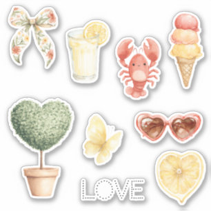 Sticker Cône de glace de papillon citron d'amour d'arbre d