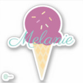 Sticker Cône de glace mignon avec des paillettes  (Devant)