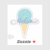Sticker Cône de glace mignon avec paillettes (Feuille)