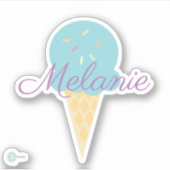 Sticker Cône de glace mignon avec paillettes (Devant)