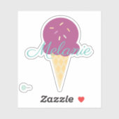 Sticker Cône Icecream mignon avec arroses (Feuille)