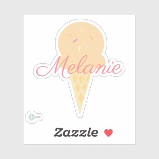 Sticker Cône Icecream mignon avec arroses (Feuille)