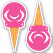 Sticker Cônes de crème glacée rose cirque coloré (Devant)