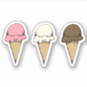 Sticker Cônes de glace au chocolat à la fraise et à la van (Devant)
