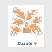 Sticker Cônes de la route et poisson rouge orange (Feuille)