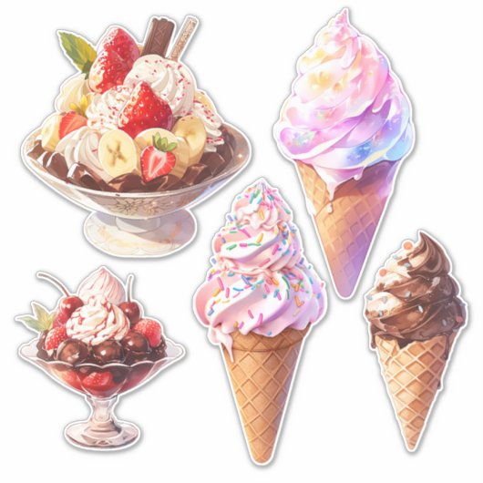 Sticker Cônes et dimanches de crème glacée (Devant)
