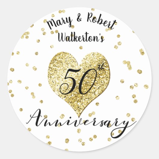 Sticker Confetti Gold -50e anniversaire de Mariage (Devant)