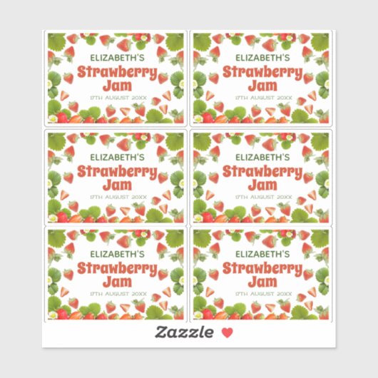 Sticker Confiture de fraises maison (Feuille)