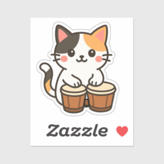 Sticker Conga Calico Cat Percussion Beat