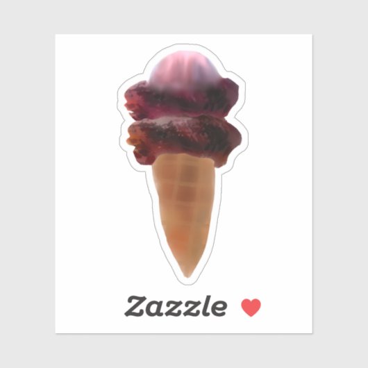 Sticker Conne de crème glacée aux fraises chocolatées (Feuille)
