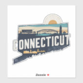 Sticker Connecticut rétro (Feuille)
