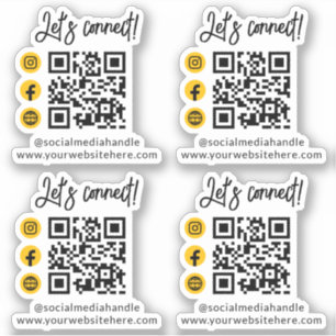 Sticker Connectons les médias sociaux jaunes Code Qr