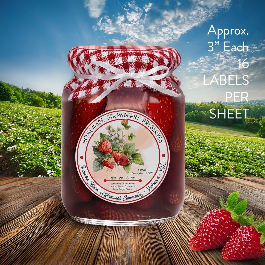 Sticker Conserve De Fraise Maison 3 En 16Feuille