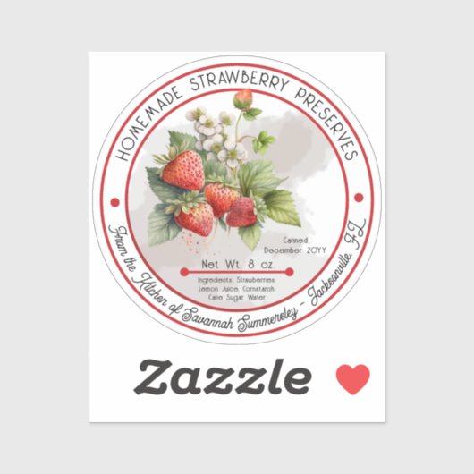 Sticker Conserve de fraises maison (Feuille)