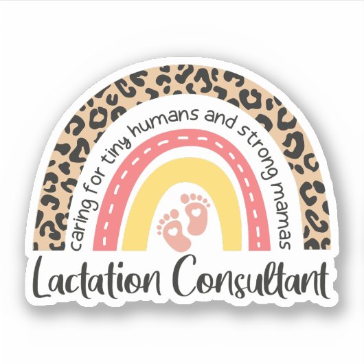 Sticker Consultant en lactation Leopard Arc-en-ciel Allait (Devant)