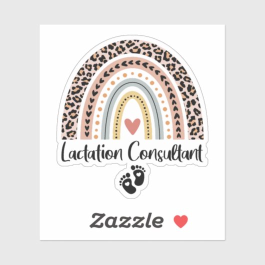 Sticker Consultant en lactation Leopard Arc-en-ciel Allait (Feuille)