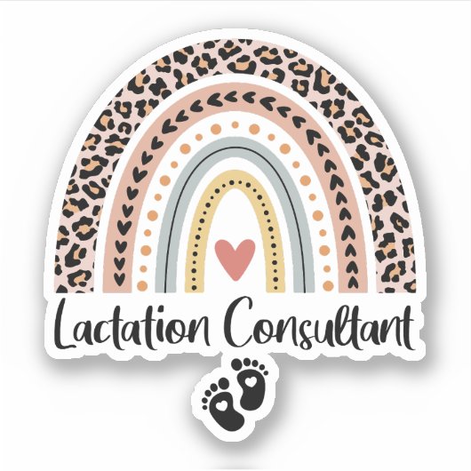 Sticker Consultant en lactation Leopard Arc-en-ciel Allait (Devant)
