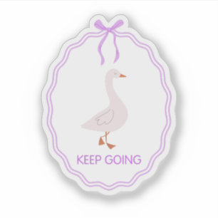 Sticker Continuez, jolie oie avec un cadre de ruban violet