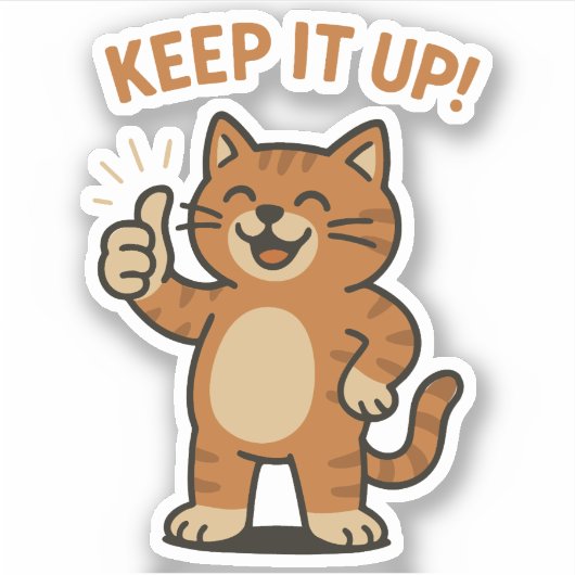 Sticker Continuez ! Motivation Cute Retro Kawaii Chat (Devant)