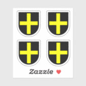 Sticker Contour 4-up du Bouclier de St. David (Feuille)