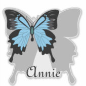 Sticker Contour de l'ombre des papillons bleus (Devant)