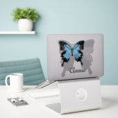 Sticker Contour de l'ombre des papillons bleus (Ordinateur portable sur le bureau)