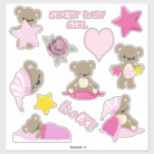 Sticker Contour de l'ours en peluche rose (Feuille)