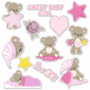 Sticker Contour de l'ours en peluche rose