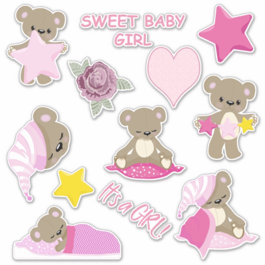 Sticker Contour de l'ours en peluche rose (Devant)