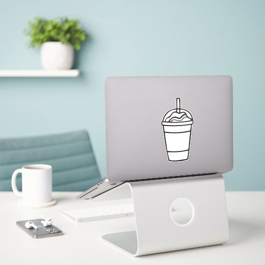 Sticker Contour de tasse de café glacé (Ordinateur portable sur le bureau)