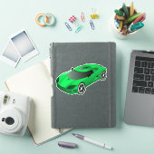 Sticker Contour de voiture de course verte (Couverture iPad)