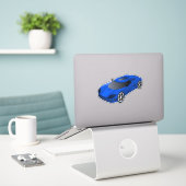 Sticker Contour de voiture en Course bleue (Ordinateur portable sur le bureau)