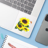 Sticker Contour des tournesols (Ordinateur portable avec iPhone)