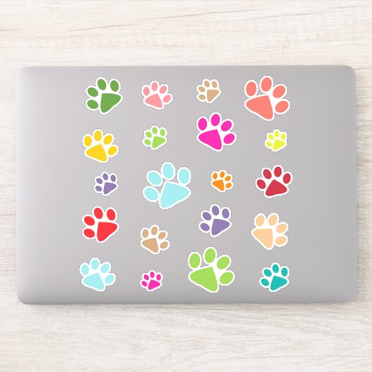Sticker Contour Design Empreintes de pattes coloré (Ordinateur)