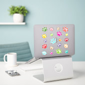 Sticker Contour Design Empreintes de pattes coloré (Ordinateur portable sur le bureau)