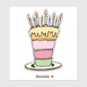 Sticker Contour rose de gâteau d'anniversaire (Feuille)