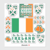Sticker Contour Shamrock irlandais coloré (Feuille)