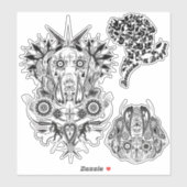 Sticker Contour Style de tatouage de Danse (Feuille)