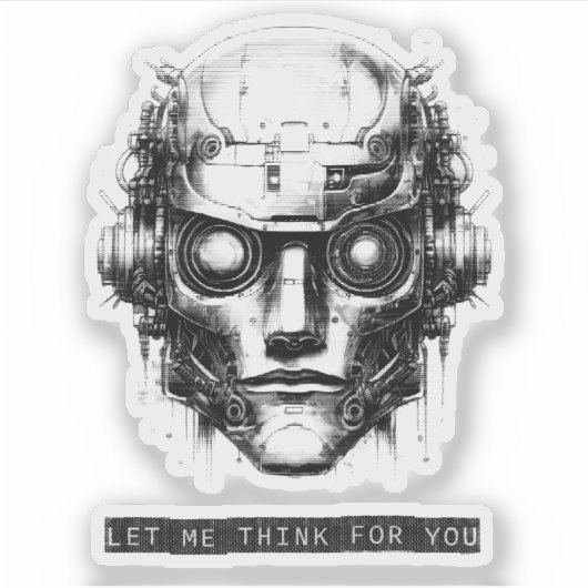 Sticker Contrôle de l'esprit Cyberpunk Robot Black Print (Devant)