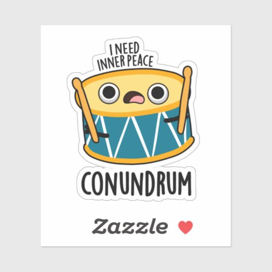 Sticker Conundrum Fundy Drummer Drum Pun (Feuille)