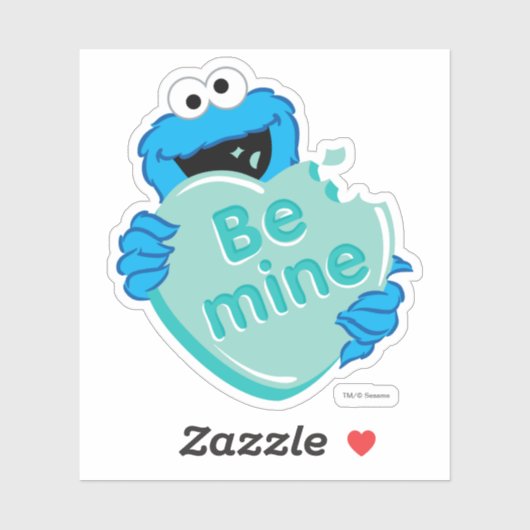 Sticker Cookie Monster "Be Mine" Candy Saint-Valentin (Feuille)