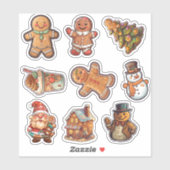 Sticker cookies de pain d'épice de Noël (Feuille)