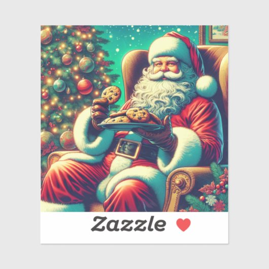 Sticker Cookies père Noël Chocolate Chip | Noël Vintage (Feuille)