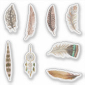 Sticker Cool Bird indian plumes d'eau scrapbook (Devant)