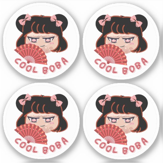 Sticker Cool Boba- Pack de 4 (Devant)