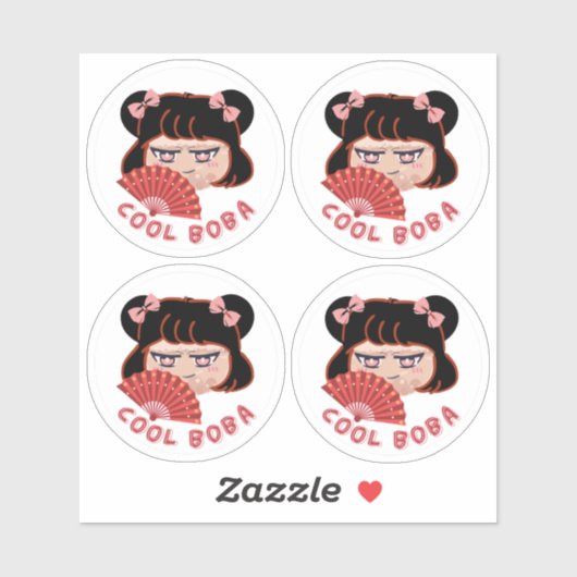 Sticker Cool Boba- Pack de 4 (Feuille)