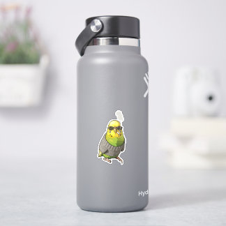 Sticker Cool Budgie in Grey Sweater and Sunglasses Illustr