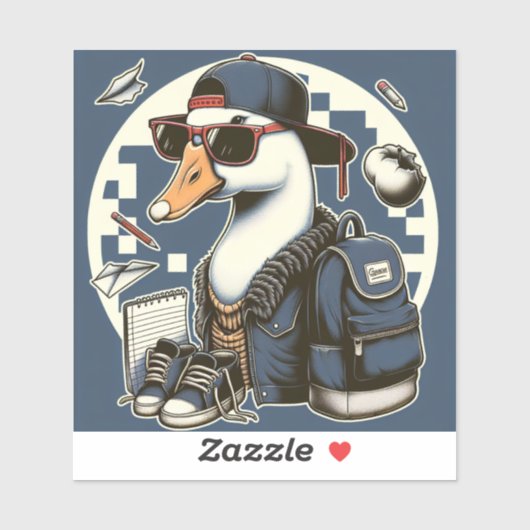 Sticker Cool Canard Retour à l'école Petite taille (Feuille)