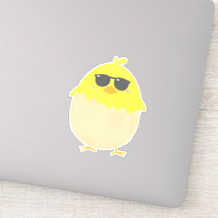 Sticker Cool Chick funky Pâques jaune poussin